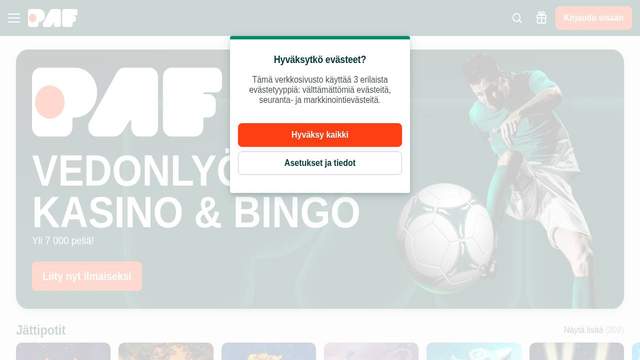 Paf casino screenshot